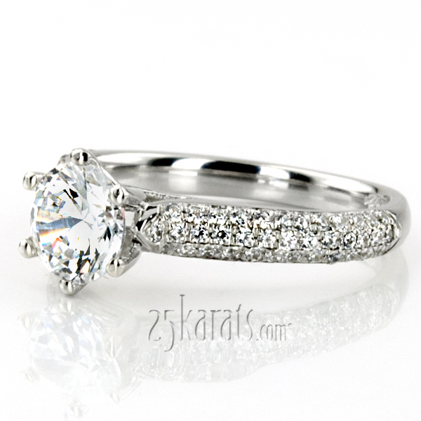14K white gold Trellis Center Micro Pave Engagement ring - main view