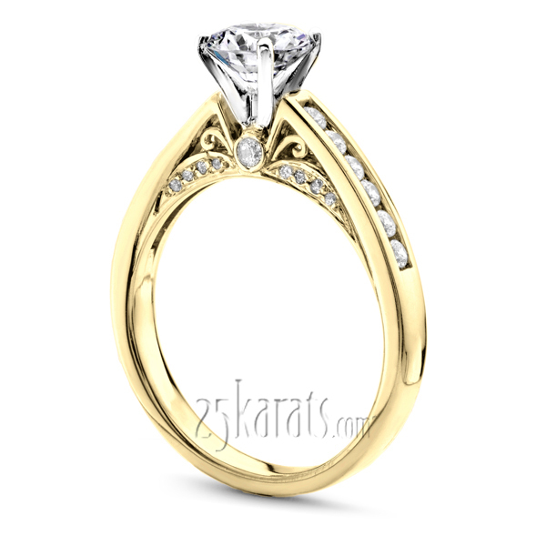 14K white gold Cathedral Channel Set Diamond Engagement Ring (1/3 ct. tw.) - alternate view 3