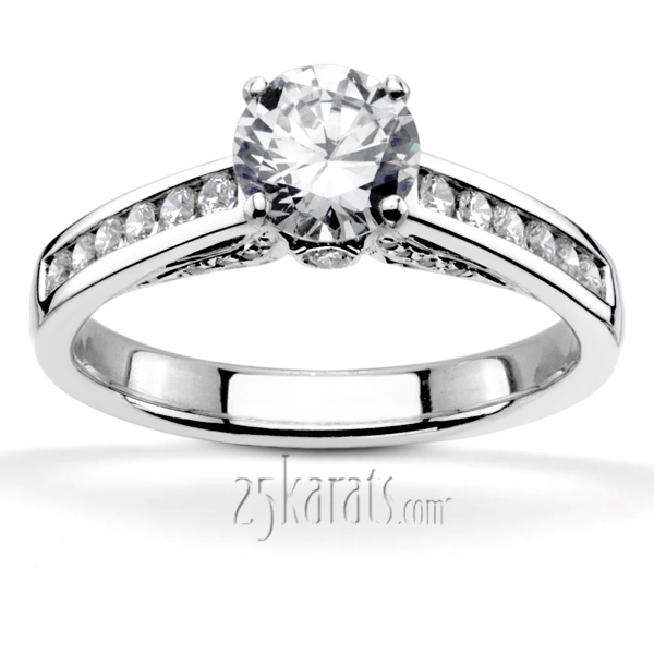 14K white gold Cathedral Channel Set Diamond Engagement Ring (1/3 ct. tw.) 1 - main view