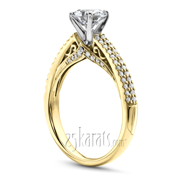 14K white gold Pave Set Low Cathedral Diamond Engagement Ring (1/3 ct. tw.) - alternate view 4