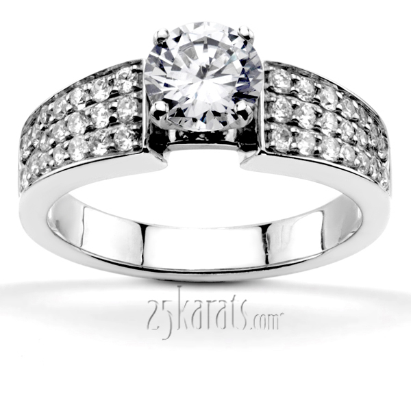 14K white gold Classic Pave Set Diamond Engagement Ring (1/2 ct. tw.) - main view