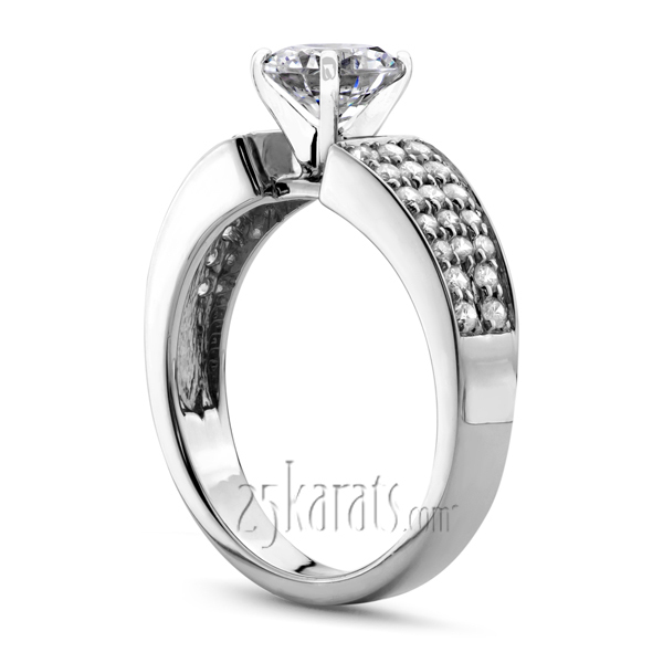 14K white gold Classic Pave Set Diamond Engagement Ring (1/2 ct. tw.) - alternate view 2
