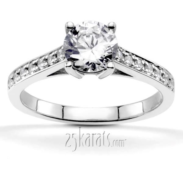 14K white gold Pave Set In Channel Diamond Engagement Ring (1/5 ct. tw.) - main view