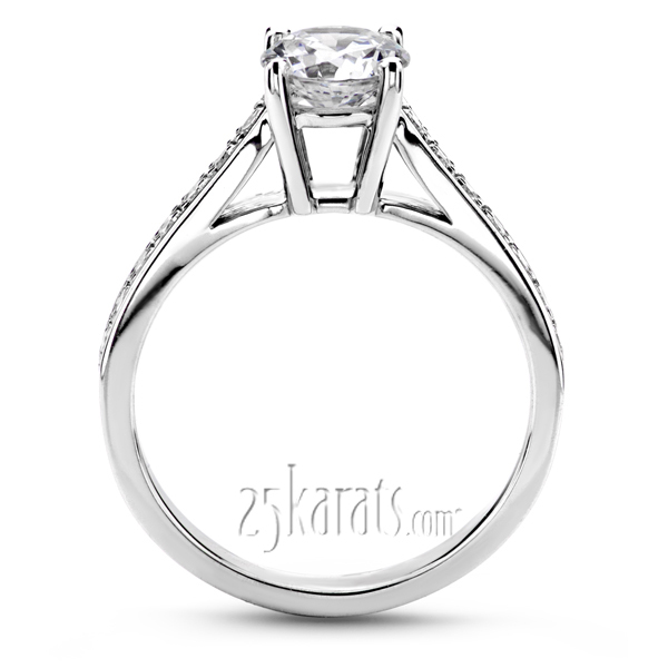 14K white gold Pave Set In Channel Diamond Engagement Ring (1/5 ct. tw.) - alternate view 3