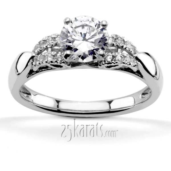 14K white gold Contemporary Designer Diamond Engagement Ring (0.22ct. tw.) - main view