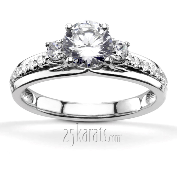 Trellis Setting Three Stone Engagement Ring With Accent Diamonds (1/3 ct. t.w.) 