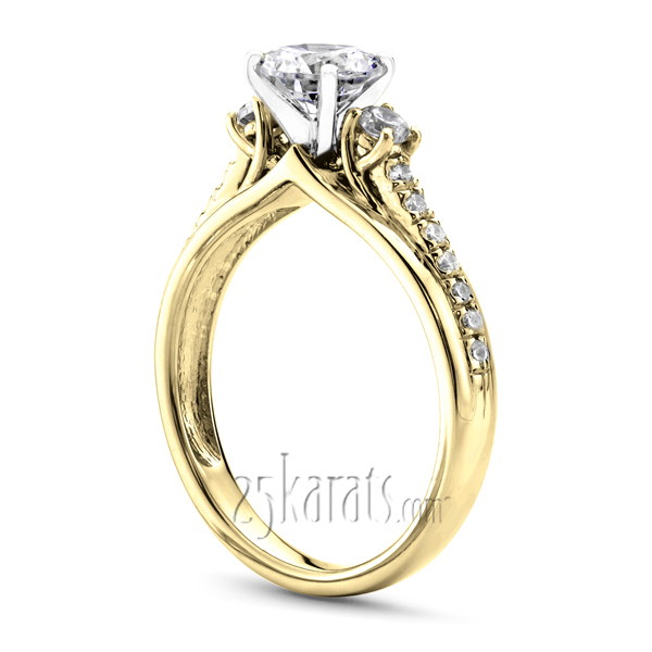 14K white gold Trellis Setting Three Stone Engagement Ring With Accent Diamonds (1/3 ct. tw.) - alternate view 4