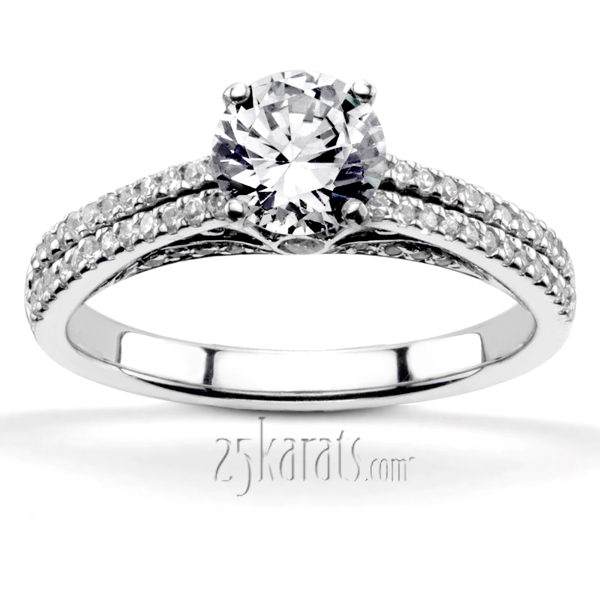 18K white gold Split Shank With Scroll Work Diamond Engagement Ring (1/3 ct. tw.) - main view