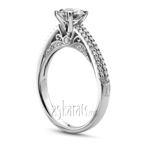 18K white gold Split Shank With Scroll Work Diamond Engagement Ring (1/3 ct. tw.) - alternate view 2
