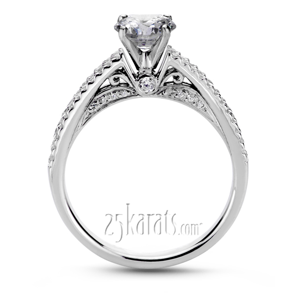 18K white gold Split Shank With Scroll Work Diamond Engagement Ring (1/3 ct. tw.) - alternate view 3
