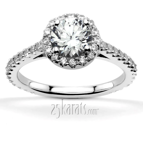 14K white gold Halo Diamond Engagement Ring (0.51 t.c.w.) - main view