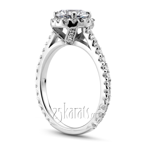 14K white gold Halo Diamond Engagement Ring (0.51 t.c.w.) - alternate view 2