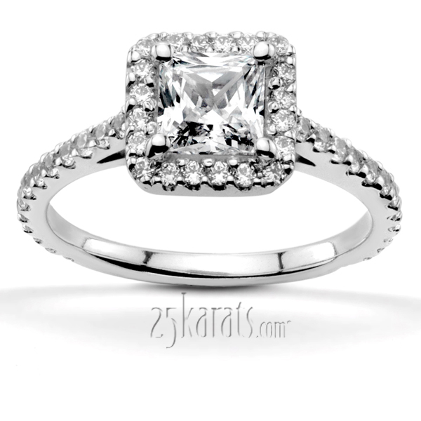  Princess Cut Halo Diamond Bridal Ring (0.78 t.c.w.)
