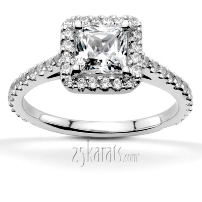  Princess Cut Halo Diamond Bridal Ring (0.78 t.c.w.) thumbnail 1