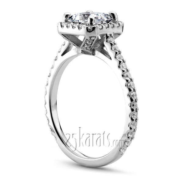 14K white gold Halo Diamond Engagement Ring (0.48 t.c.w.) - alternate view 2