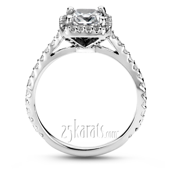 14K white gold Halo Diamond Engagement Ring (0.48 t.c.w.) - alternate view 3
