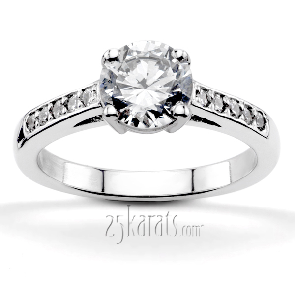 14K white gold Classic Pave Set Cathedral Diamond Engagement Ring - main view