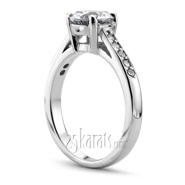 14K white gold Classic Pave Set Cathedral Diamond Engagement Ring - alternate view 2