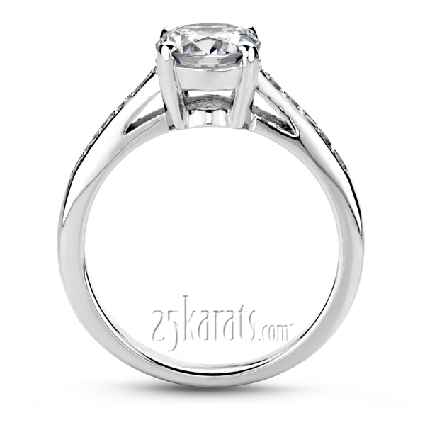 14K white gold Classic Pave Set Cathedral Diamond Engagement Ring - alternate view 3