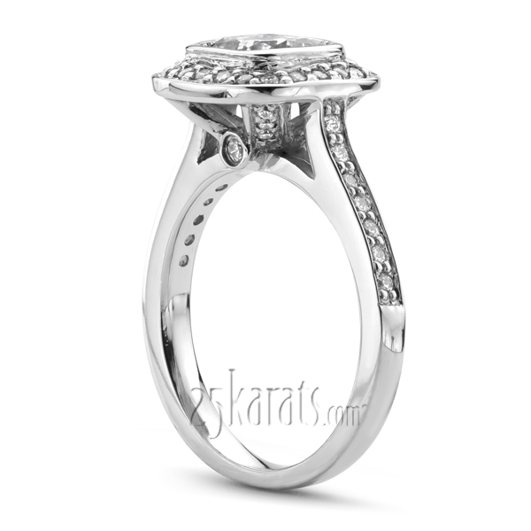 14K white gold Cushioned Bezel Center Pave Engagement (0.43 ct. tw.) - alternate view 2