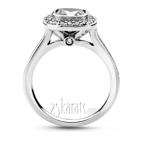 14K white gold Cushioned Bezel Center Pave Engagement (0.43 ct. tw.) - alternate view 3