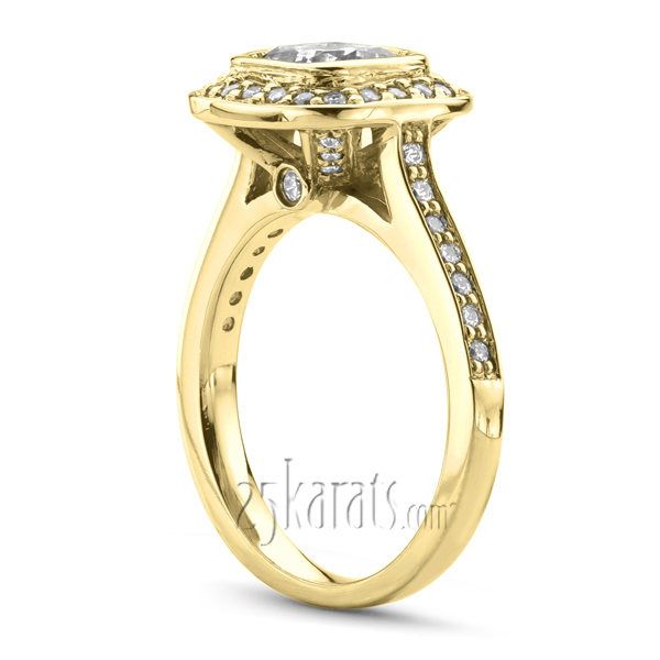14K white gold Cushioned Bezel Center Pave Engagement (0.43 ct. tw.) - alternate view 4