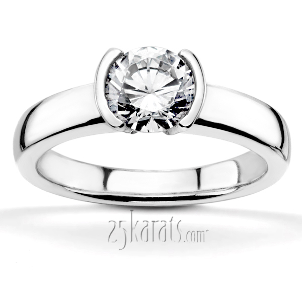 14K white gold Half Bezel Set Solitaire Engagement Ring (0.66 ct. - 0.85 ct.) - main view
