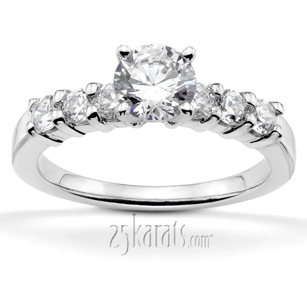 14K white gold Shared Prong Low Set Diamond Bridal Ring (0.90 ct. tw.) - main view