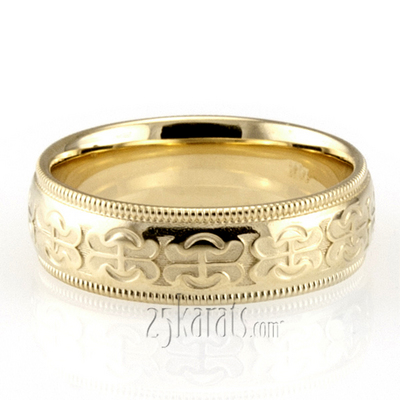 Vintage Two-Color Fancy Design Wedding Ring 