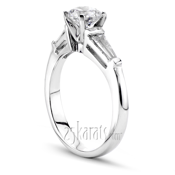 14K white gold Baguette Cut Bar Set Diamond Bridal Ring (0.44 ct. tw.) - alternate view 23