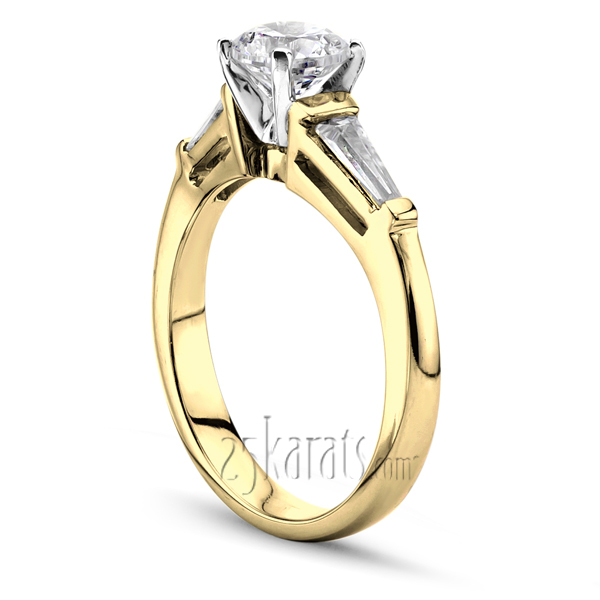 14K white gold Baguette Cut Bar Set Diamond Bridal Ring (0.44 ct. tw.) - alternate view 25