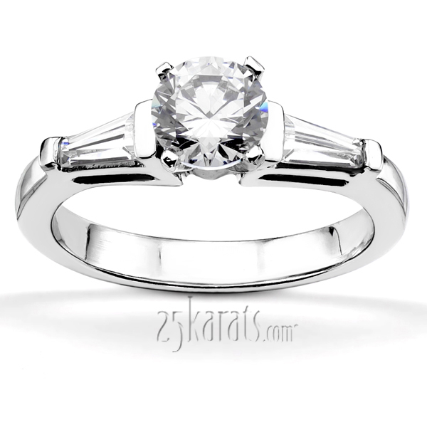 14K white gold Baguette Cut Bar Set Diamond Bridal Ring (0.34 ct. tw.) - main view
