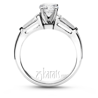 0.42 ct. Baguette Cut Bar Set Diamond Bridal Ring thumbnail 3