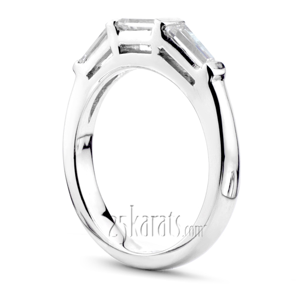 14K white gold 0.64 ct. tw. Baguette Cut Diamond Bar Set Bridal Ring - alternate view 2