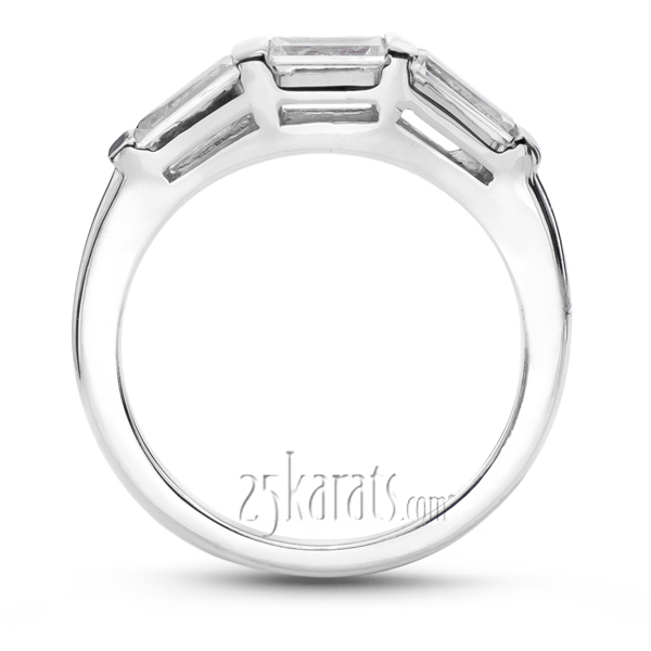 14K white gold 0.64 ct. tw. Baguette Cut Diamond Bar Set Bridal Ring - alternate view 3