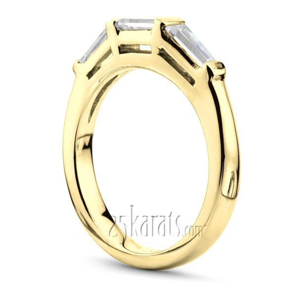 14K white gold 0.64 ct. tw. Baguette Cut Diamond Bar Set Bridal Ring - alternate view 4