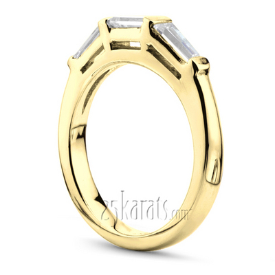 0.74 ct. tw. Baguette Cut Diamond Bar Set Bridal Ring thumbnail 4
