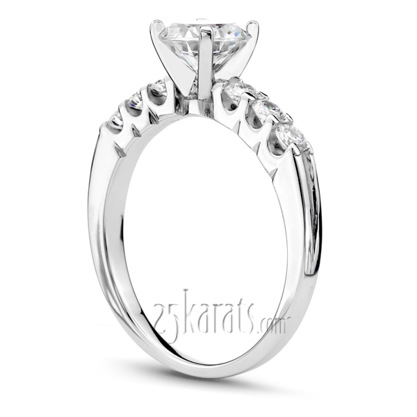 14K white gold U Shaped Shared Prong Diamond Bridal Ring (0.60 ct. tw.) - alternate view 25