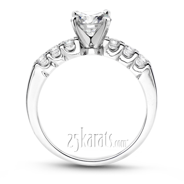 14K white gold U Shaped Shared Prong Diamond Bridal Ring (0.60 ct. tw.) - alternate view 26