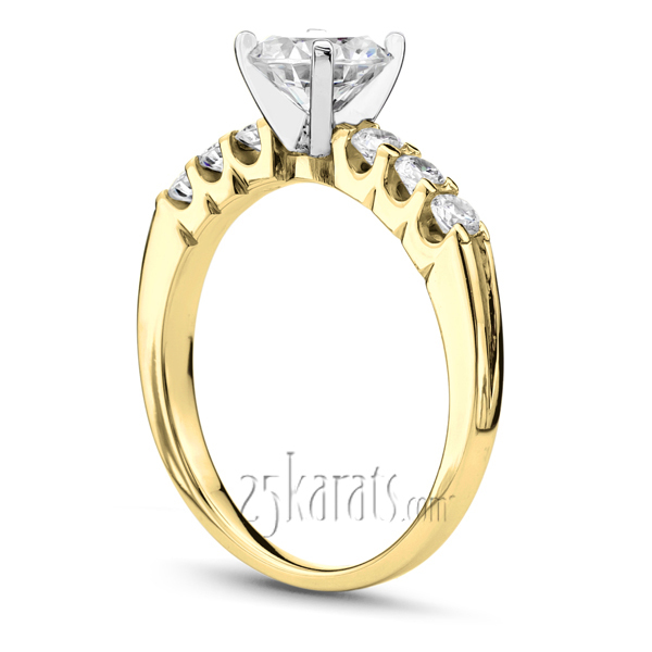 14K white gold U Shaped Shared Prong Diamond Bridal Ring (0.60 ct. tw.) - alternate view 27