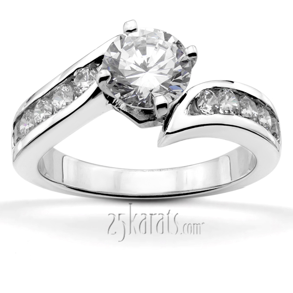 Designer By-Pass Shank Channel Set Diamond Engagement Ring (0.50 ct. tw.)
