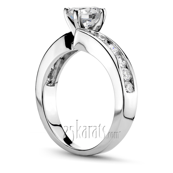 14K white gold Designer By-Pass Shank Channel Set Diamond Engagement Ring (0.50 ct. tw.) - alternate view 2
