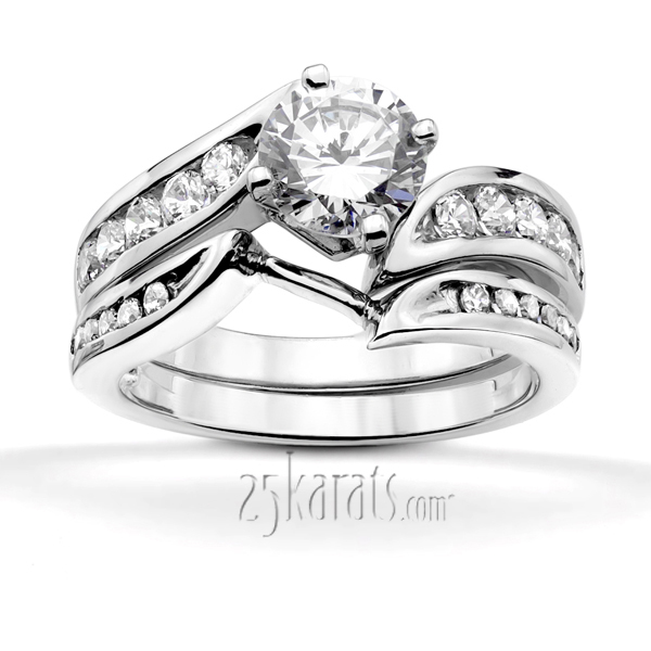14K white gold Designer By-Pass Shank Channel Set Diamond Engagement Ring (0.50 ct. tw.) - alternate view 5
