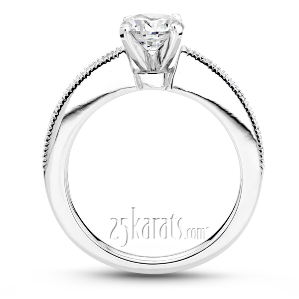 18K white gold Bead Set Mill Grained Edge Diamond Engagement Ring (0.28ct. tw.) - alternate view 2