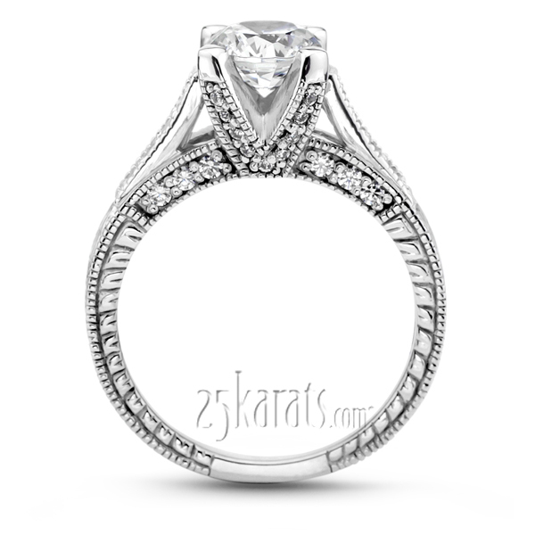 14K white gold Antique Design Diamond Bridal Ring (0.29 ct. tw.) - main view