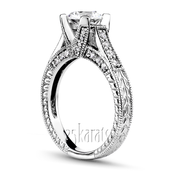 14K white gold Antique Design Diamond Bridal Ring (0.29 ct. tw.) - alternate view 2