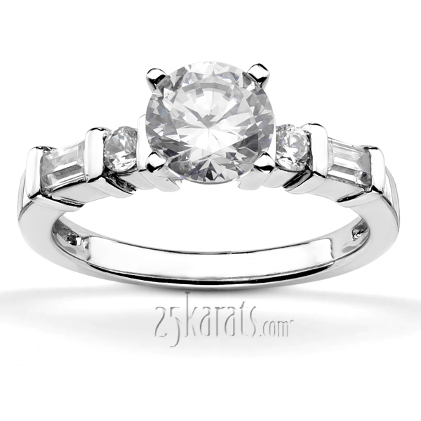 Baguette and Round Diamond Engagement Ring (0.42ct.tw)