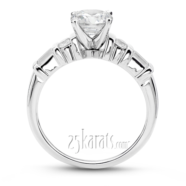 Baguette and Round Diamond Engagement Ring (0.42ct.tw) - view 2