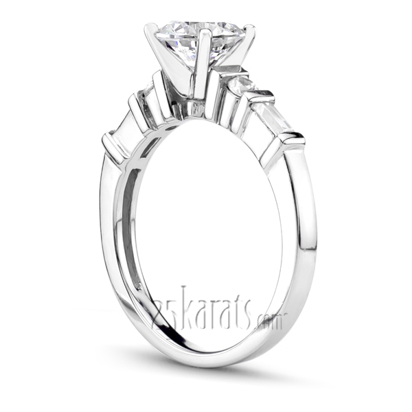 Baguette and Round Diamond Engagement Ring (0.42ct.tw) - view 3
