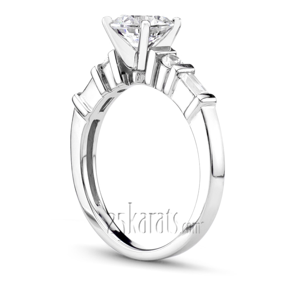 14K white gold Baguette and Round Diamond Engagement Ring (0.42ct. tw.) - alternate view 3